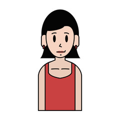 young happy woman with short hairwearing sleeveless top  icon image vector illustration design 