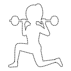 Athlete woman doing exercise weight lifting