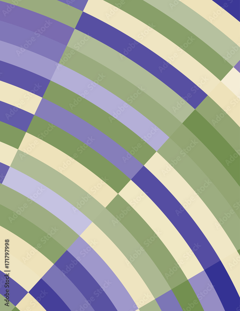 Poster Abstract background with blue and green arcs. Simple vector pattern. CMYK colors
