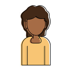 woman with curly hair avatar portrait icon image vector illustration design 