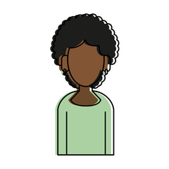 woman with curly hair avatar portrait icon image vector illustration design 