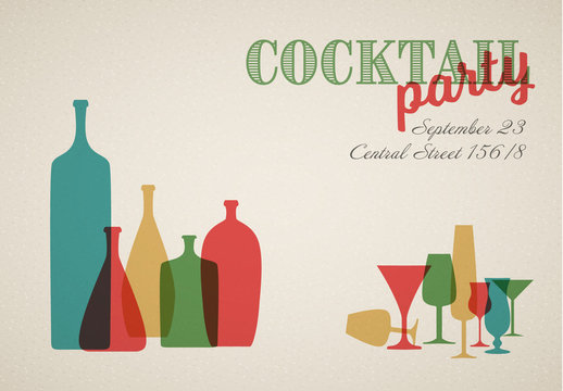 Retro Cocktail Party Invitation Layout 1