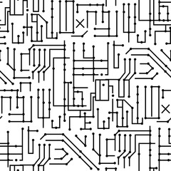 Circuit Board. Technical vector seamless pattern with circuit board. Seamless pattern. Computer circuit board.