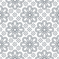 Fototapeta na wymiar Geometric seamless pattern. Modern floral ornament. Gray and white color. Vector illustration. For the interior design, wallpaper, decoration print, fill pages