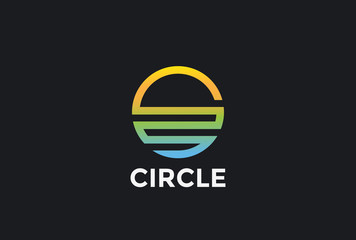 Circle Abstract Logo Sunrise Sunset Sea vector Travel icon