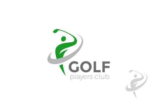 Golf player hits ball Logo design vector Golf club Logotype icon