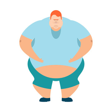 redhead Fat guy. Glutton Thick man. fatso vector illustration