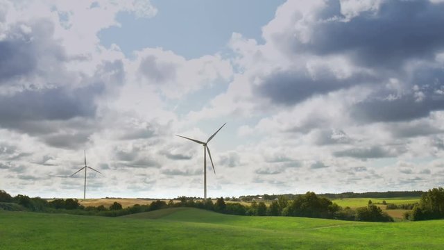 footage of Wind Turbines in open field