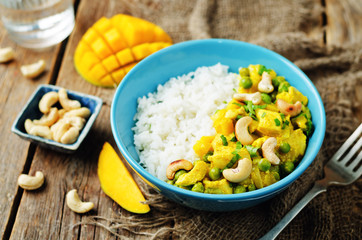 Mango chicken coconut curry with rice