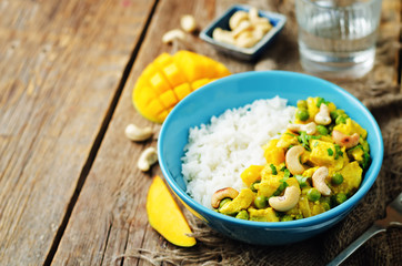 Mango chicken coconut curry with rice
