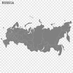  High quality map of Russia with borders of the regions or counties