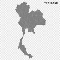  High quality map of Thailand with borders of the regions or counties