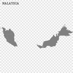  High quality map of Malaysia with borders of the regions or counties