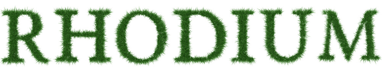 Rhodium - 3D rendering fresh Grass letters isolated on whhite background.