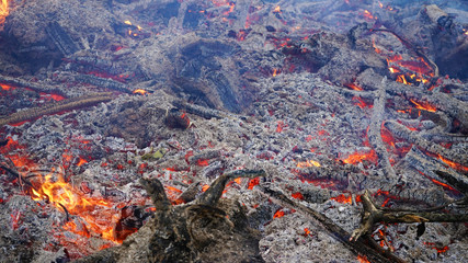 View of fire burning out a place