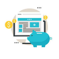 Pay per click, digital ads, online advertisement, advertising optimization, internet marketing  flat vector illustration design for mobile and web graphics 