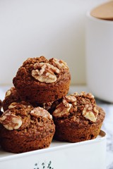 Vegan Banana Muffins with walnut