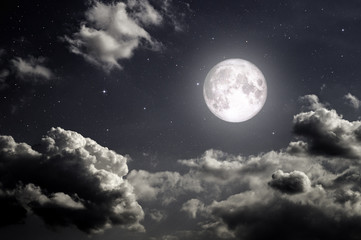 Obraz na płótnie Canvas night dark sky with stars moon and moonlight