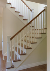 white staircase classic style hardwood steps modern railing stairway