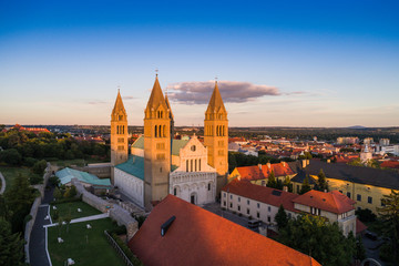 Pecs, Szekesegyhaz. Bird eye view