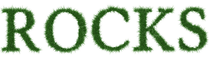 Rocks - 3D rendering fresh Grass letters isolated on whhite background.