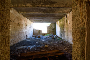 Fototapeta na wymiar Abandoned military fort near the coast in croatia