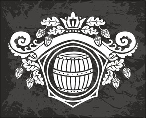 Vector wooden barrel. Hand drawn vintage illustration in engraved style.