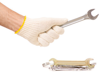 Male hands building construction keys