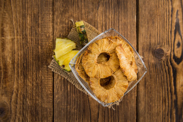 Portion of Dried Pineapple Rings, selective focus