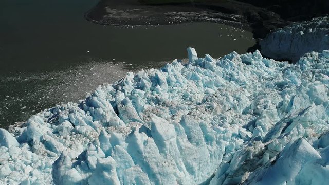 Arial 4k shots of a glacier and it's surroundings in Alaska
