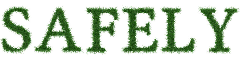 Safely - 3D rendering fresh Grass letters isolated on whhite background.