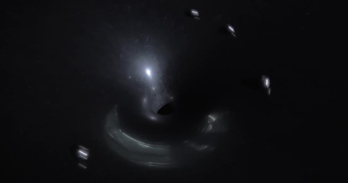 Rolling metal balls increasing speed and getting close to the black hole. Gravitation model