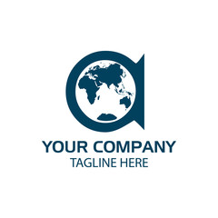 Fototapeta premium Creative Letter A Logo Design. combines world and the letter A,