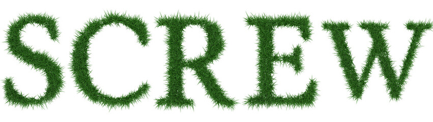 Screw - 3D rendering fresh Grass letters isolated on whhite background.