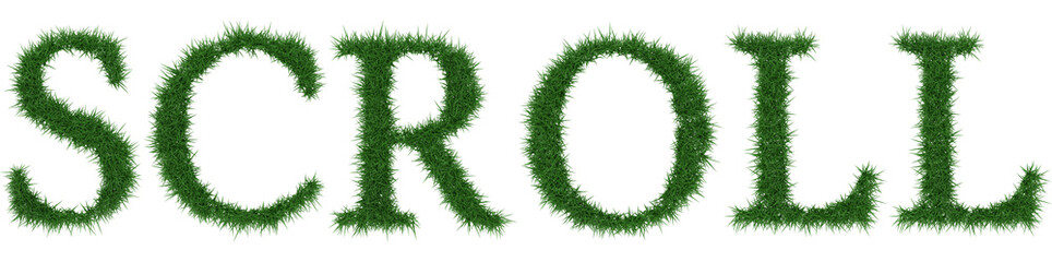 Scroll - 3D rendering fresh Grass letters isolated on whhite background.