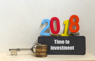 Clock and coin with the word TIME TO INVESTMENT - the concept of savings