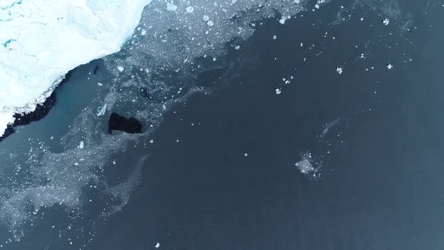 Arial 4k shots of a glacier and it's surroundings in Alaska