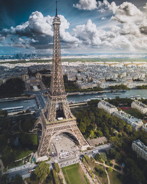 Aerial of the Eiffel Tower in Paris