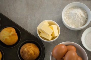 Close up Ingredients by muffin tin