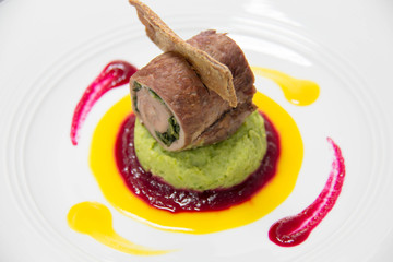  set menu with food  on a white plate