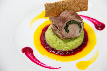  set menu with food  on a white plate