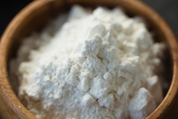 High angle view of flour in bowl