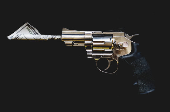 Gun and money crime symbol mafia weapon