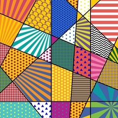 Colorful trendy geometric flat elements of pattern memphis. Pop art style texture. Modern abstract design poster and cover template