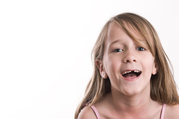 young girl making fun, silly faces