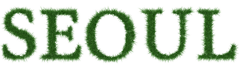 Seoul - 3D rendering fresh Grass letters isolated on whhite background.
