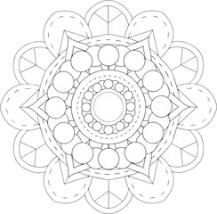 black and white online art. Geometric Round Floral Ornament