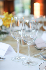 glasses of wine set in the restaurant