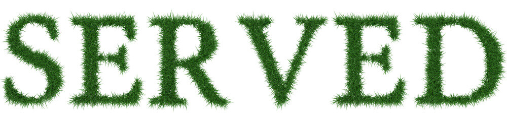 Served - 3D rendering fresh Grass letters isolated on whhite background.