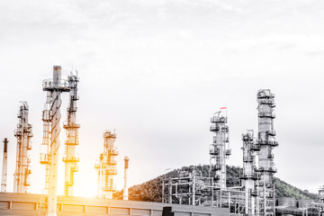 Obraz premium Close up Industrial zone. Plant oil and gas refinery industry.